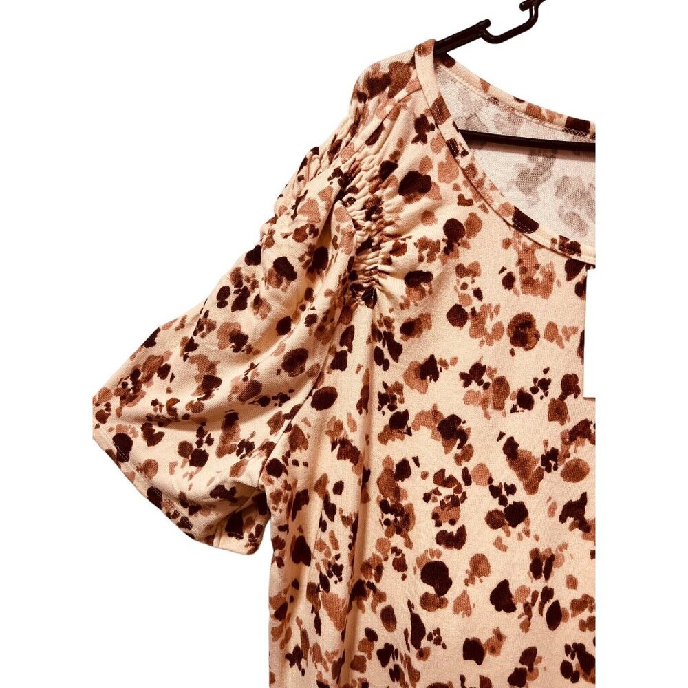 NWT Como Blu Knit Top Animal Print Plus 2X Short Sleeves Rhinestone Stretch - Picture 6 of 13